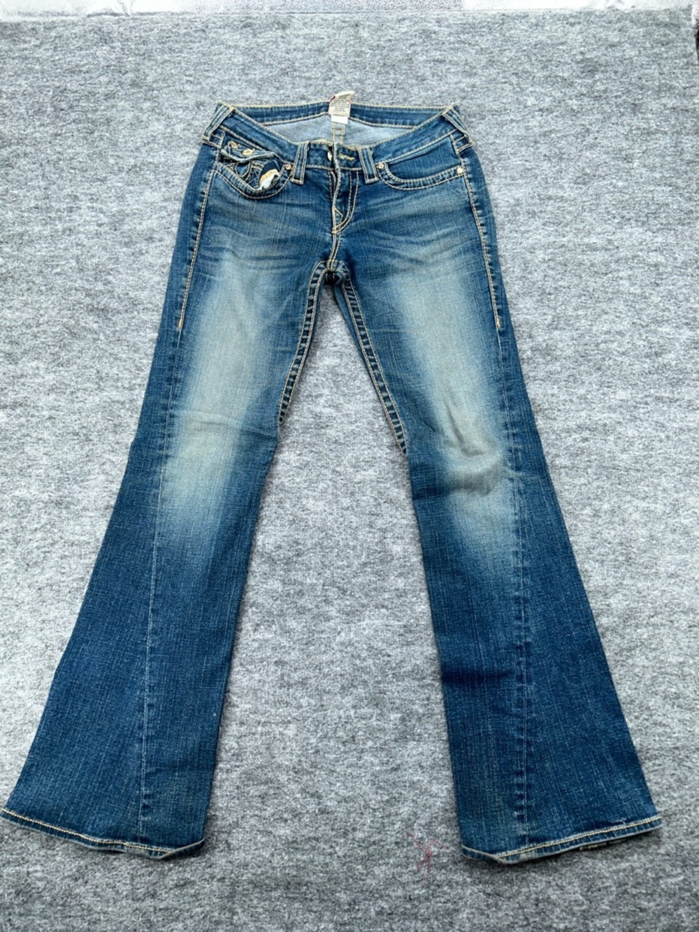 True Religion Joey Flare Jeans Blue Size 28 Low Rise Bootcut Y2K Made USA